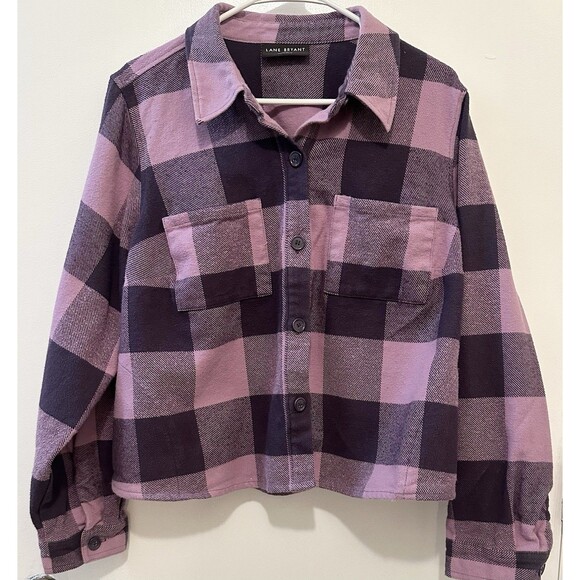 Lane Bryant Purple Plaid Flannel Shirt Jacket Women’s Plus 18/20 - Picture 2 of 9